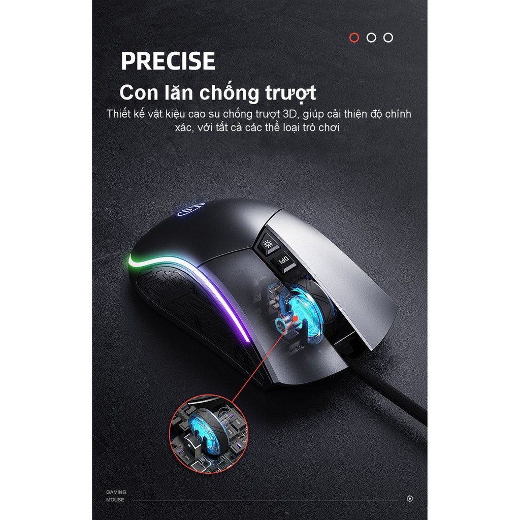 Chuột Gaming Có Dây inphic PW6 LED RGB 16,8 triệu màu cho game thủ chuyên nghiệp - Chính Hãng