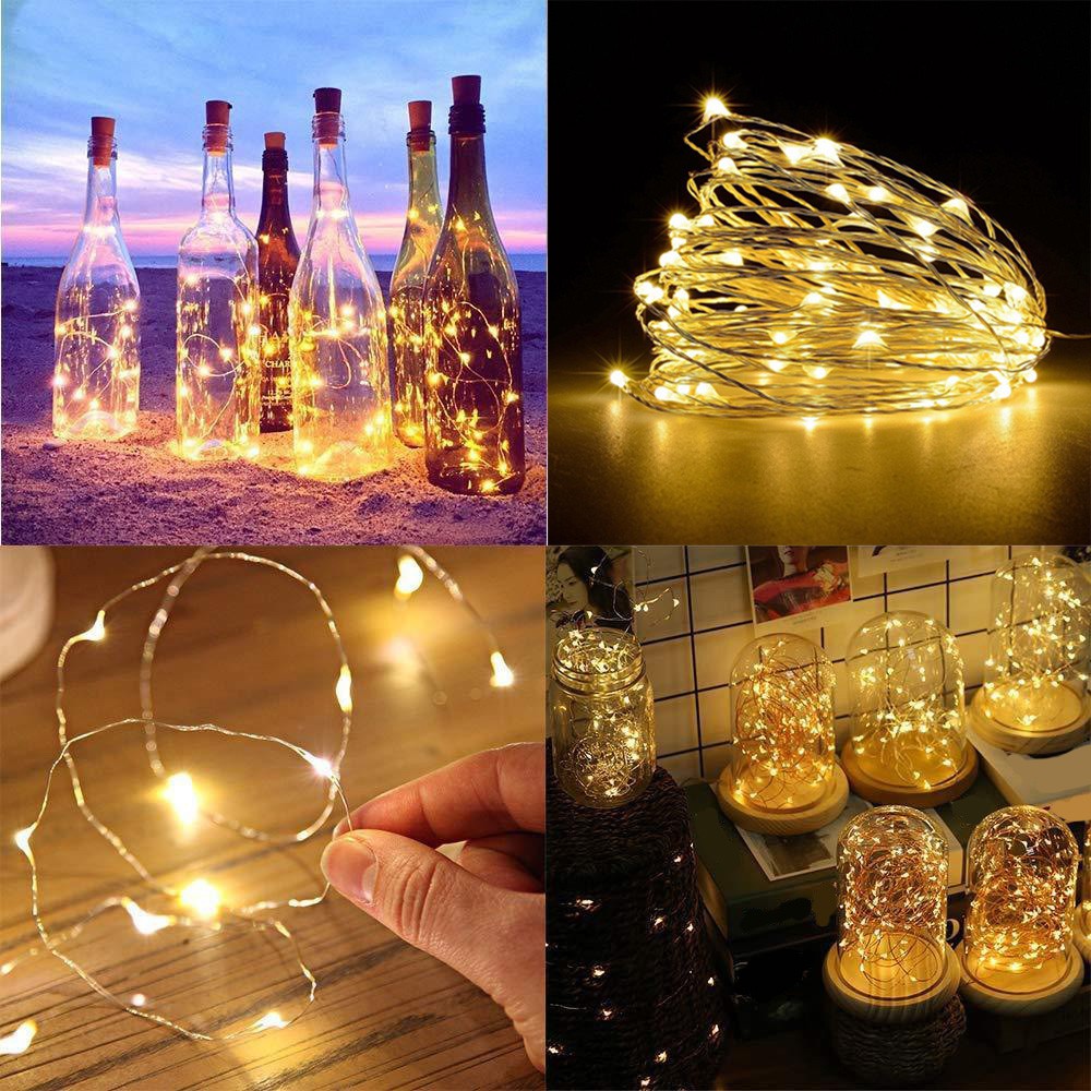 Dây Đèn LED Bằng Đồng 8 Màu 1M/2M Nút Bần Trang Trí Chai Rượu