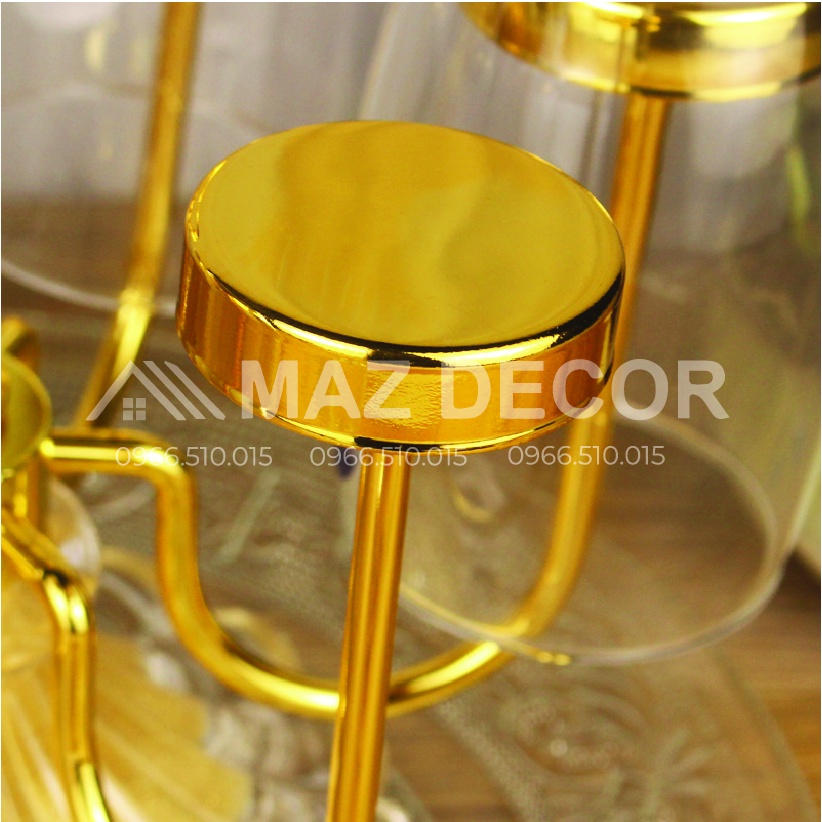 SALE NGHỈ TẾT Khay kệ úp cốc ly mạ vàng đế thủy tinh pha lê sang chảnh tiện dụng, giá úp ly cao cấp dày dặn