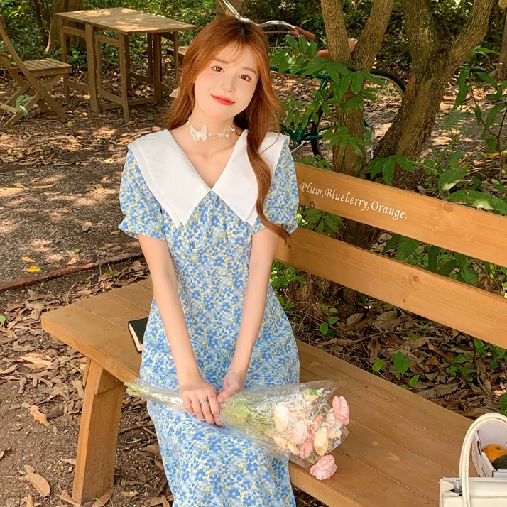 Đầm hoa Perty kiểu retro Hàn Quốc thiết kế ngọt ngào cho nữ
