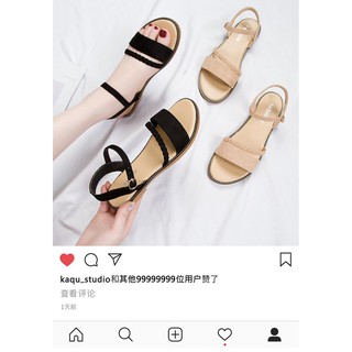 Dép quai hậu đế bằng da lộn quai ngang cực xinh (có ảnh thật)