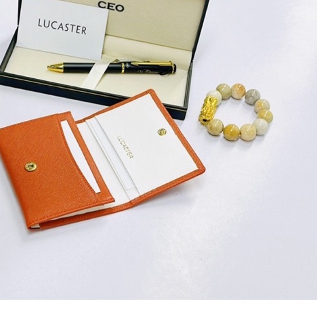 (da bò thật ) ví card minimalist dành cho nữ Lucaster -LR1001 thiết kế ngăn đứng -BH12 tháng -có hộp để tăng quà.