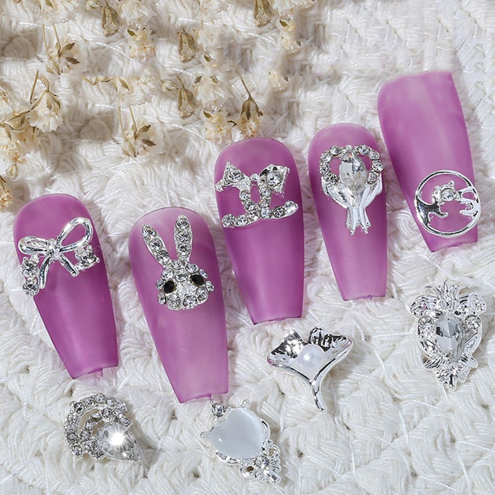 [Hàng mới về] Set 20 phụ kiện hợp kim họa tiết nơ trái tim 3D để trang trí móng tay thủ công