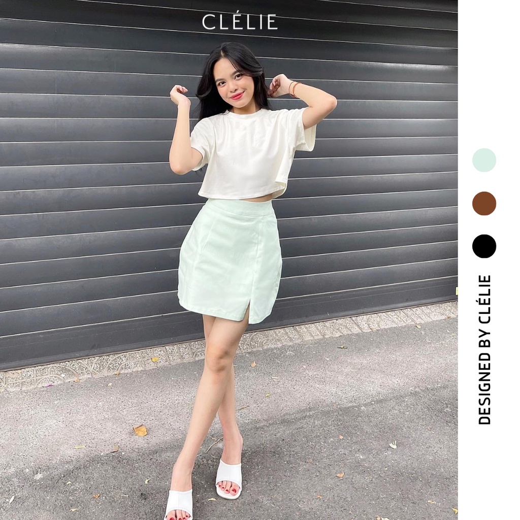 Chân váy ngắn cạp cao trơn | NORA SKIRT - CLÉLIE