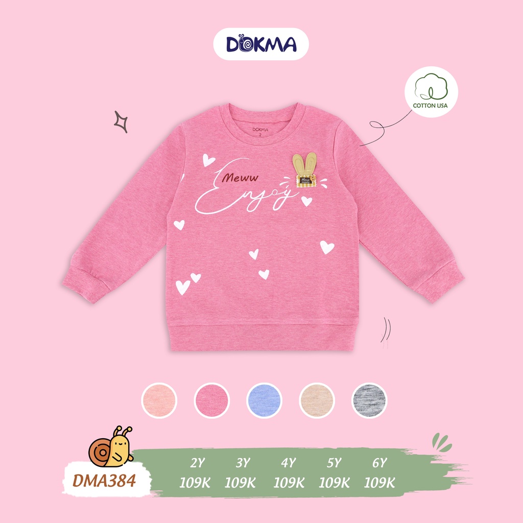 DMA384 Áo dài tay cổ tròn Dokma vải cotton dày vừa (2-6T)