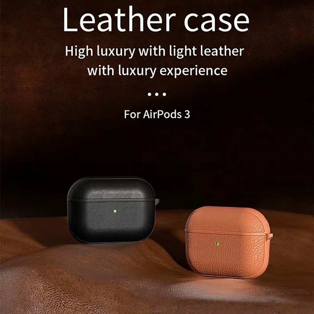 Bao da WIWU CALFSKIN GENIUS LEATHER cho tai nghe không dây  AIRPODS Pro / AIRPODS 3 2021 chính hãng da thật 100% cao cấp