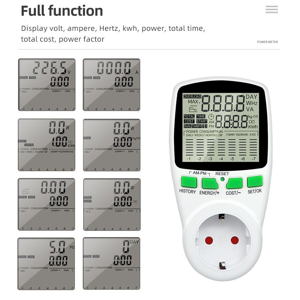 BTLIMER EU Energy Monitor Voltmeter Power Consumption Electricity Meter Socket Plug Watt Monitor Digital Current Meter Measuring Electricity Cost Analyzer Wattmeter Energy Power Meter