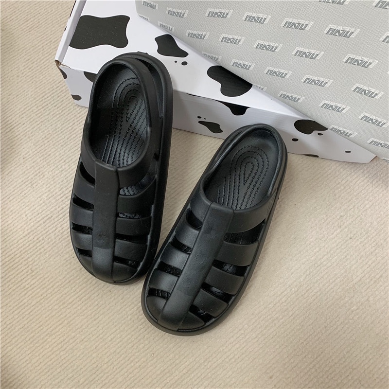 Giày Sandal Đục Lỗ Đế Dày Bằng EVA Chống Trượt Phong Cách La Mã Thời Trang Mùa Hè Hàng Mới Dành Cho Bạn Nữ Mang Đi Biển
