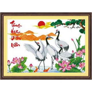 Tranh Thêu Chữ Thập Tùng Hạc Diên Niên 222861 (KHÁCH TỰ THÊU) KT:82X59CM