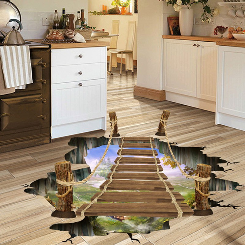 Miếng dán trang trí tường, sàn nhà hình cầu treo 3D