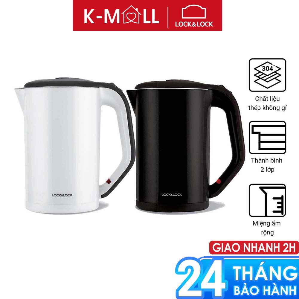 Ấm đun siêu tốc Lock&Lock 2 lớp dung tích 1.7L tự ngắt khi sôi, đế xoay 360 EJK738 - K-MALL