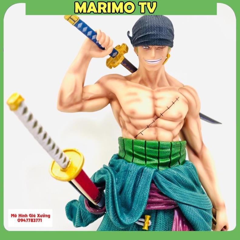 Mô hình  Roronoa Zoro Siêu Đẹp  tam kiếm  cao 36 cm, Nặng 3kg ( 2 Đầu ) - Figure Tượng One Piece[MARIMO]