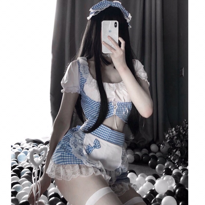 Bộ đồ Cosplay hầu gái / người giúp việc kèm nơ đầu (không kèm tất và chổi ) sexy CP08 | BigBuy360 - bigbuy360.vn