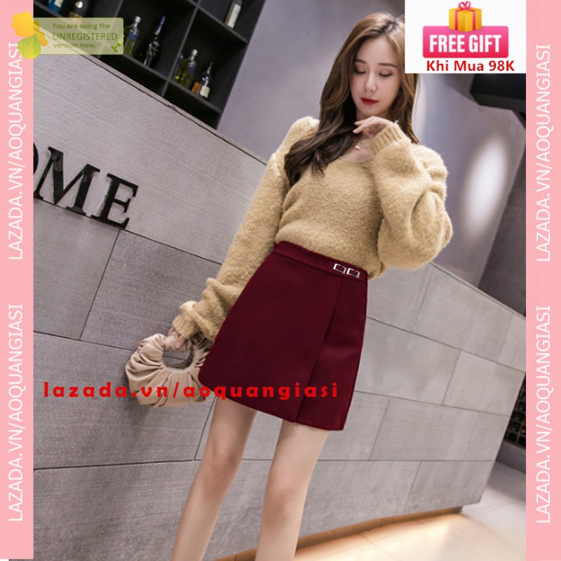 quần giả váy nữ lưng 2 khoen vuông mt1084 size S, M cá tính, duyên dáng aoquangiasi.com