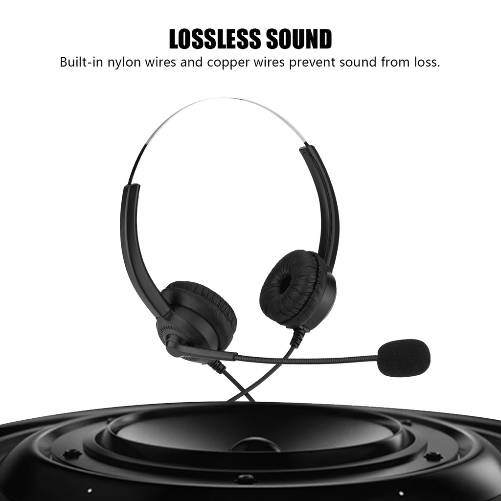 USB Telephone Headset 360 Degrees Rotation Headset Wired Office Headset Call Center Headphone with Clear Noise
