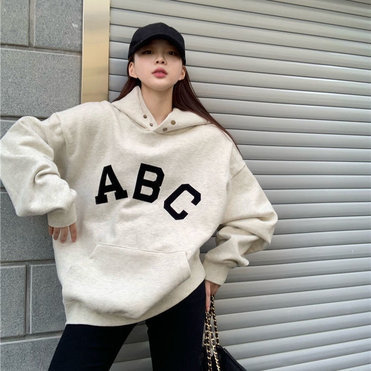 Áo hoodie bo gấu lót lông ABC (tTẶNG QUÀ) nam nữ phom rộng có mũ thu đông có BIG SIZE
