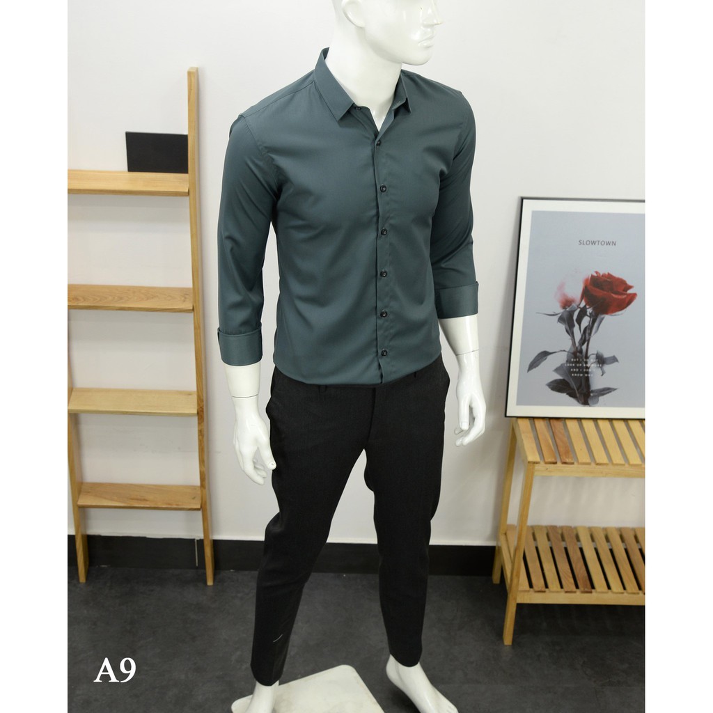 Áo sơ mi nam nữ form rộng dài tay unisex vải lụa thái chống bai xù chống nhăn nhàu thương hiệu Gman