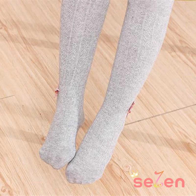 Quần legging đan giữ ấm có đính nơ đáng yêu cho bé gái