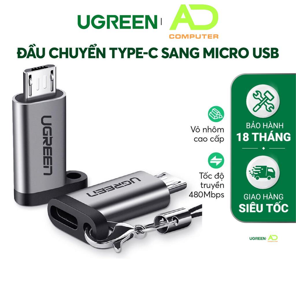 Đầu chuyển UGREEN US282 50590 cổng Type C cái sang cổng Micro USB đực, dài 2.5cm nhỏ gọn, vỏ nhôm