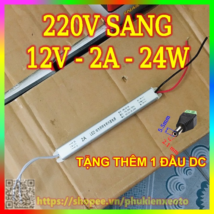 Nguồn Led Đũa 12V 2A 24W Dùng Cho Đèn LED