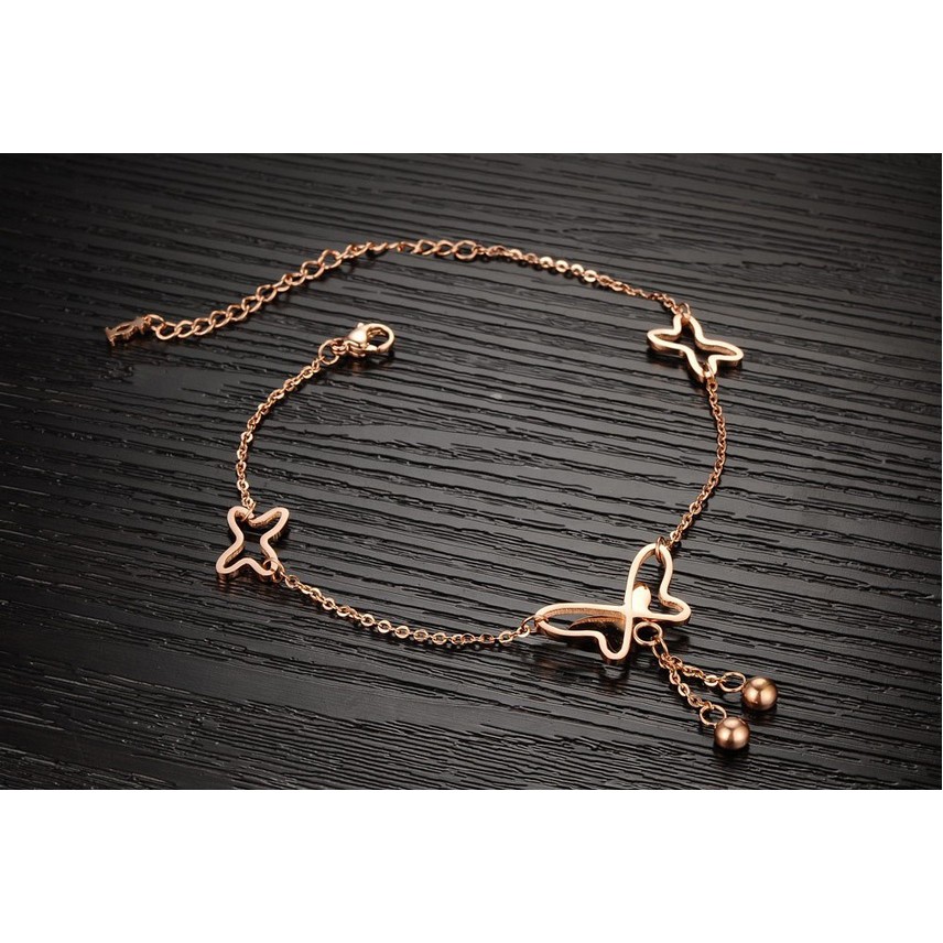 Lắc chân titan inox con bướm vàng hồng | BigBuy360 - bigbuy360.vn