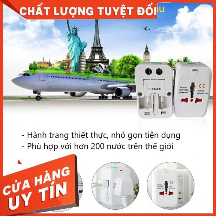 Ổ cắm chuyển đổi nguồn đa năng phù hợp với chuẩn của Châu Âu, Mỹ, Úc, Nhật Bản, hơn 200 Quốc Gia. Ổ cắm du lịch tiện lợi