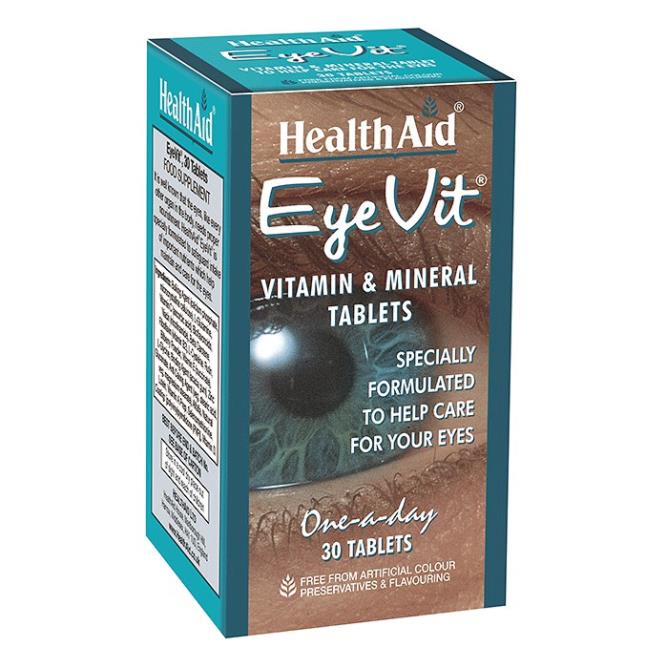 Healthaid Eyevit – Hỗ trợ tăng cường thị lực, giúp mắt sáng khỏe, làm chậm thoái hóa điểm vàng (lọ 60 viên)