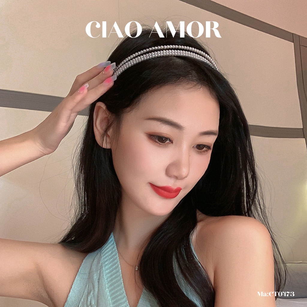 Cài tóc nữ ngọc 3 lớp basic đơn giản thanh lịch vintage Phụ kiện tóc Ciao Amor - CT0473
