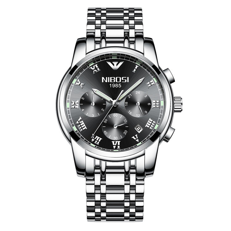 [GIÁ SỐC] ĐỒNG HỒ NAM NIBOSI 2301 (1985) DÂY THÉP ĐẶC CHẠY FULL 6KIM, THIẾT KẾ NAM TÍNH MẠNH MẼ - CHÍNH HÃNG (FULLBOX)