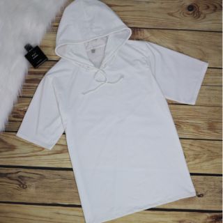 áo hoodie ngắn tay trắng