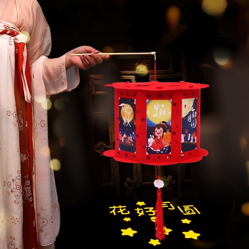Lồng Đèn Xếp Hình Origami Thủ Công Họa Tiết Hoạt Hình Cổ Điển Sáng Tạo Trang Trí Lễ Hội Mùa Thu Cho Trẻ Em DIY