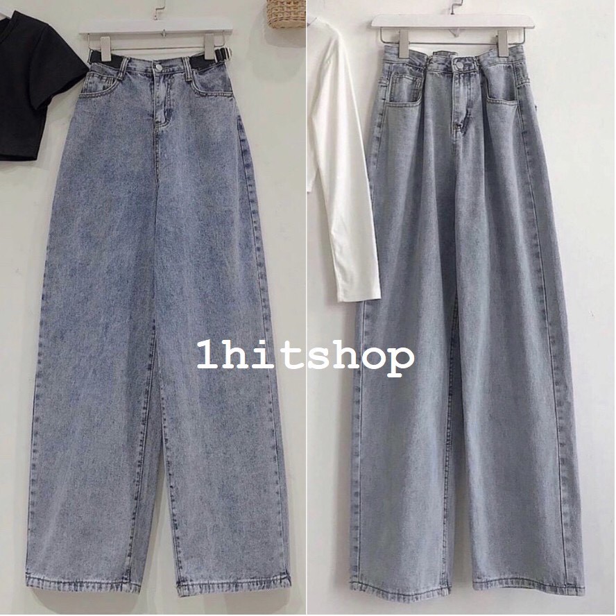 Sét quần jeans nữ ống rộng và áo 2 dây siêu xinh