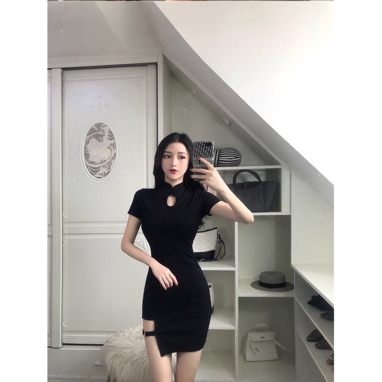 Đầm sườn xám Perty phong cách retro quyến rũ thời trang dành cho nữ