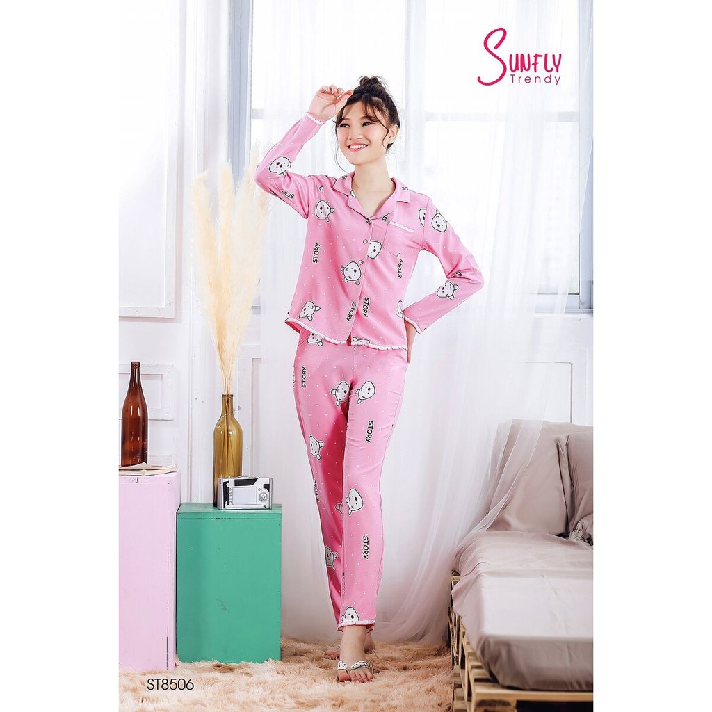 ST8506 bộ lụa dài tay, quần dài