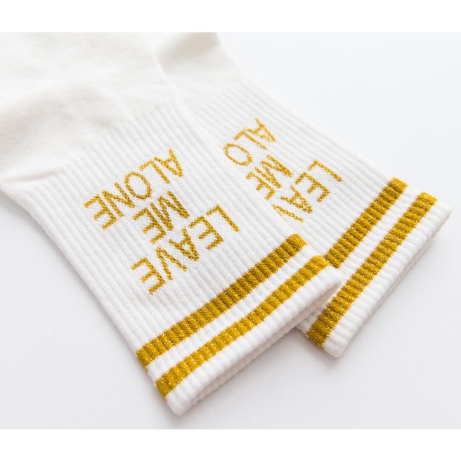 Vớ cổ cao Unisex chữ LEAVE ME ALONE phong cách thể thao, đường phố.