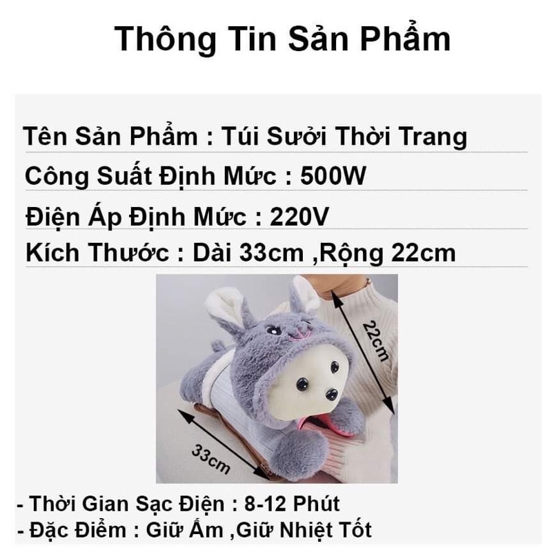 Túi sưởi ấm hình thú, túi sưởi siêu xinh đáng yêu