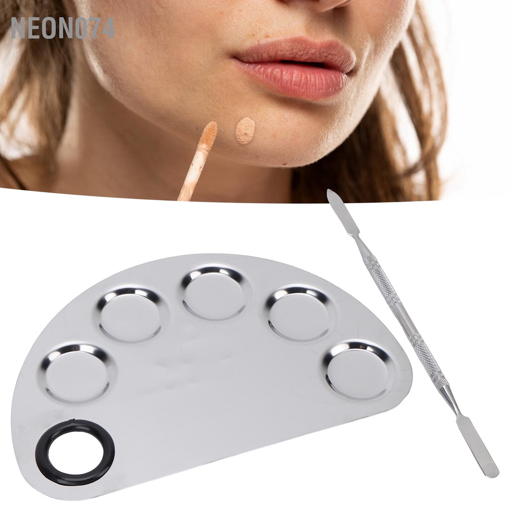 Neon074 Bảng trộn trang điểm Thìa thép không gỉ Sơn bột màu Son môi Tấm