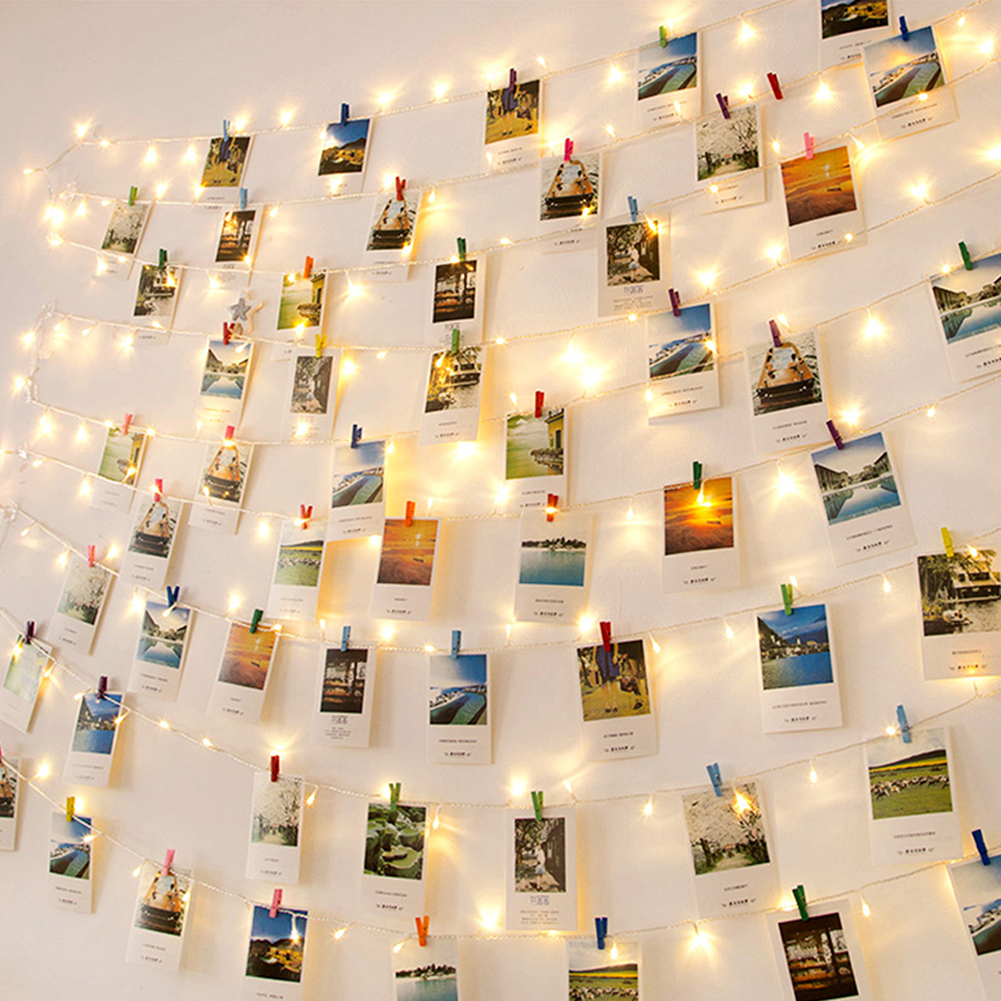 2m/5m/10m Decorative Photo Clip String Lights Waterproof Battery Operated Garland with Clothespins Home Decor