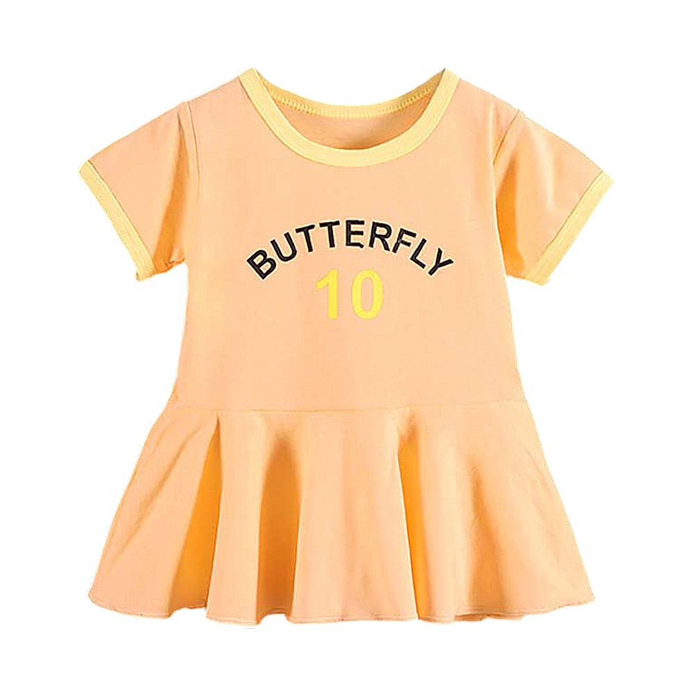 Đầm Tay Ngắn Hoạ Tiết Chữ In Thoải Mái Cho Bé Gái