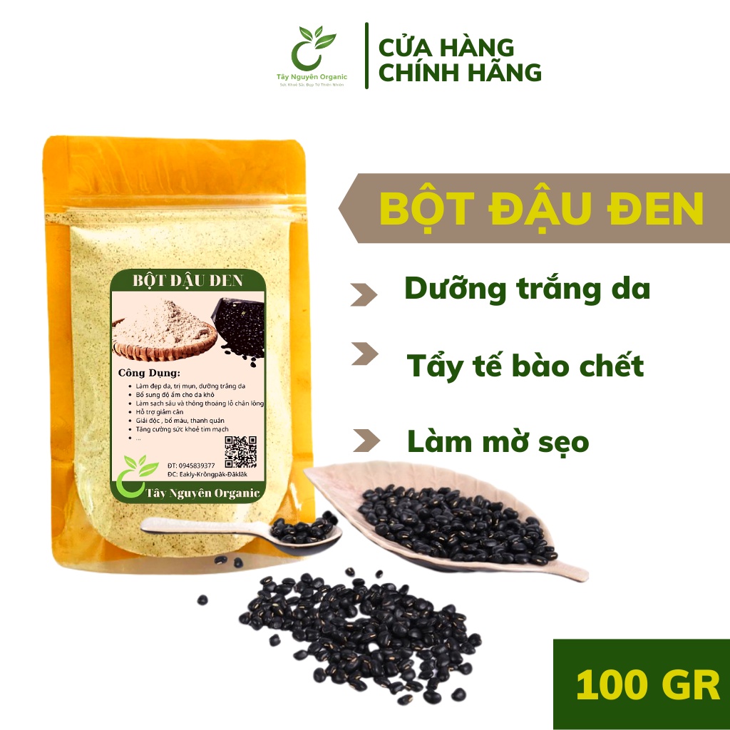 Bột đậu đen xanh lòng chưa rang, Bột đắp mặt đậu đen túi 100 Gr