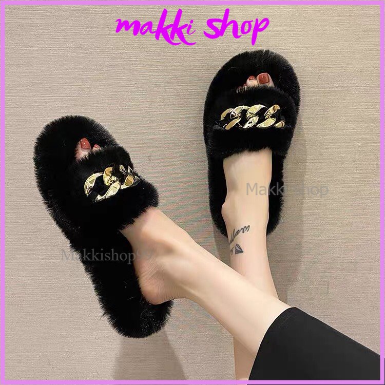 Dép lông xích siêu xinh mới, dép nữ mang trong nhà MAKKI SHOP