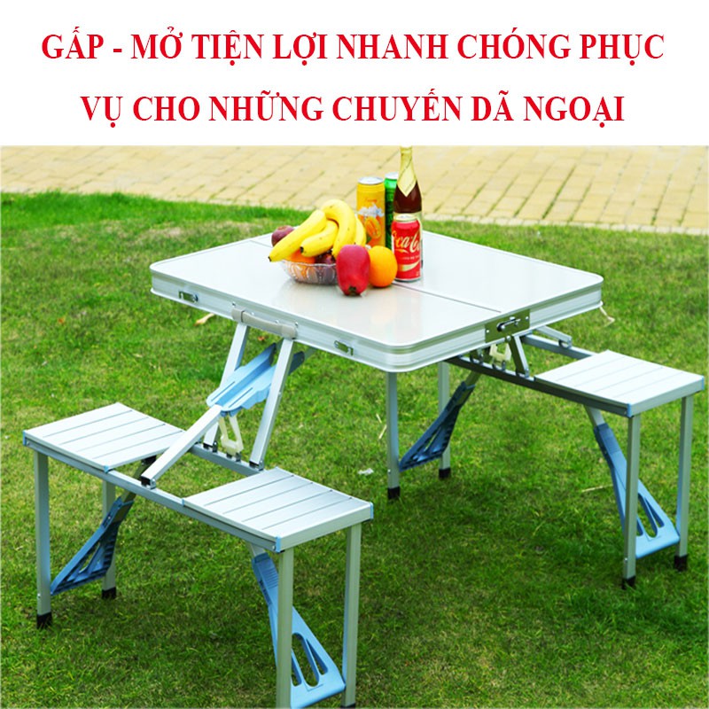 Bộ Bàn Ghế Gấp Gọn Dã Ngoại Du Lịch Liền Chân 4 Ghế - Bàn Xếp Dã Ngoại Ngoài Trời