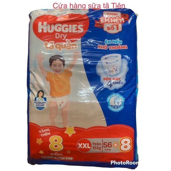 BỈM - TÃ QUẦN HUGGIES SIZE XXL - 56 MIẾNG Mẫu Mới “Đệm mây co giãn” (CHO BÉ 15 - 25KG)