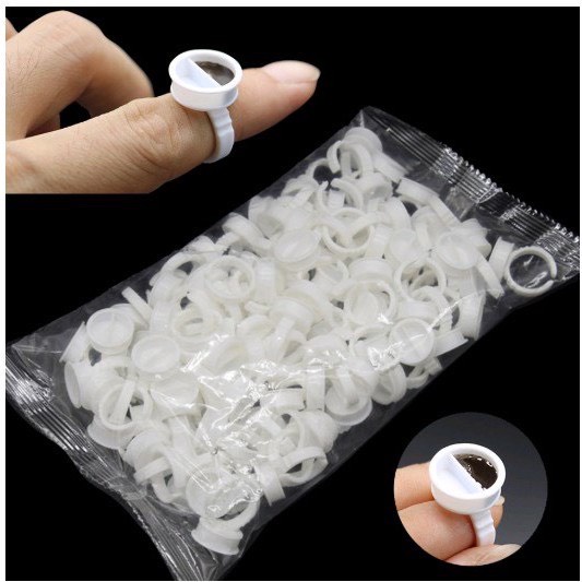 Nhẫn nhựa đựng mực(1 gói/~100c) Chuyên dùng trong phun xăm thẩm mỹ