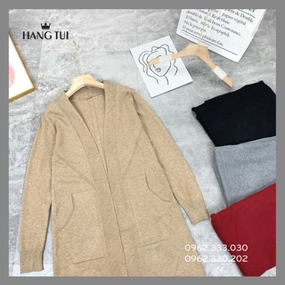 Áo len cardigan dáng dài túi xéo
