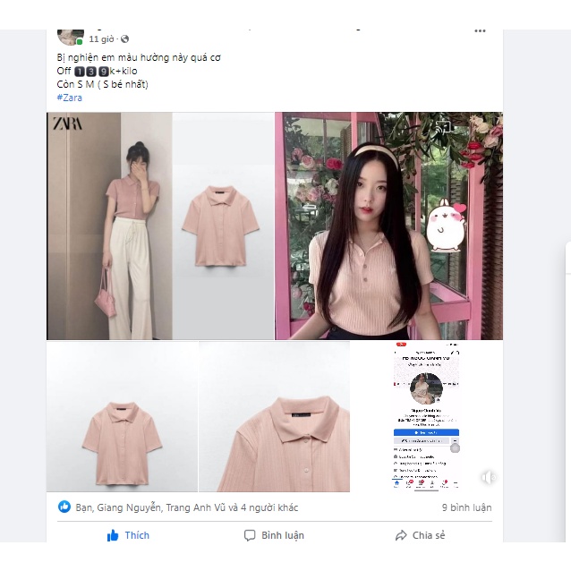 Áo polo hồng gân dọc cúc