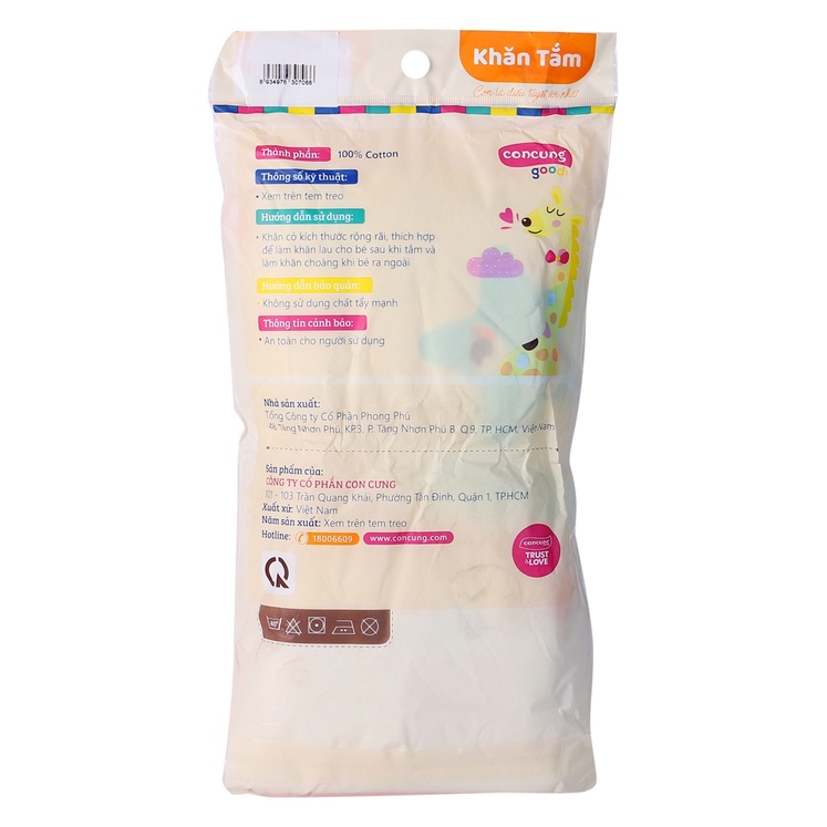 Khăn tắm cotton ConCung Good BM9T -Trắng