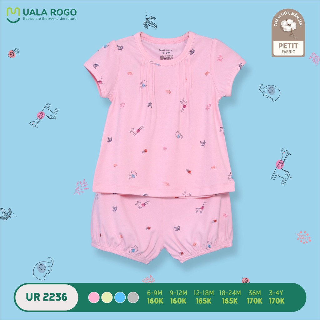 UR2236 Bộ cộc tay Uala Rogo vải petit phối túi (6-48M)