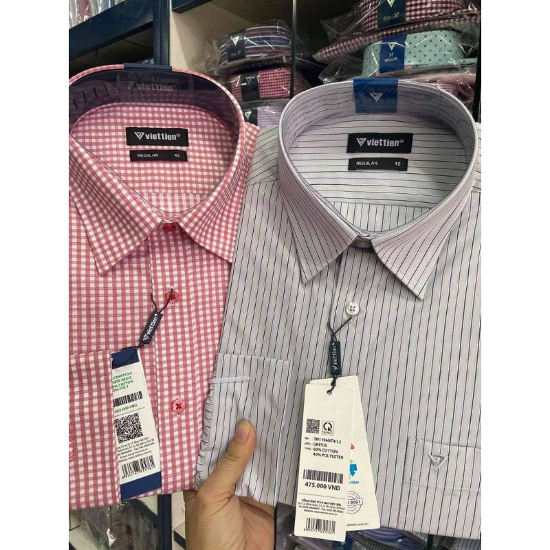 Sale 38% cho combo 2 áo việt tiến dài tay. Phom Regluar giá treo 475k 505k