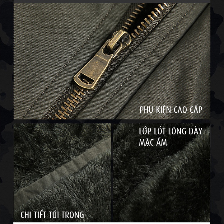 Áo khoác nam vải kaki lót lông dày, mềm, mặc ấm mùa đông - AK2202